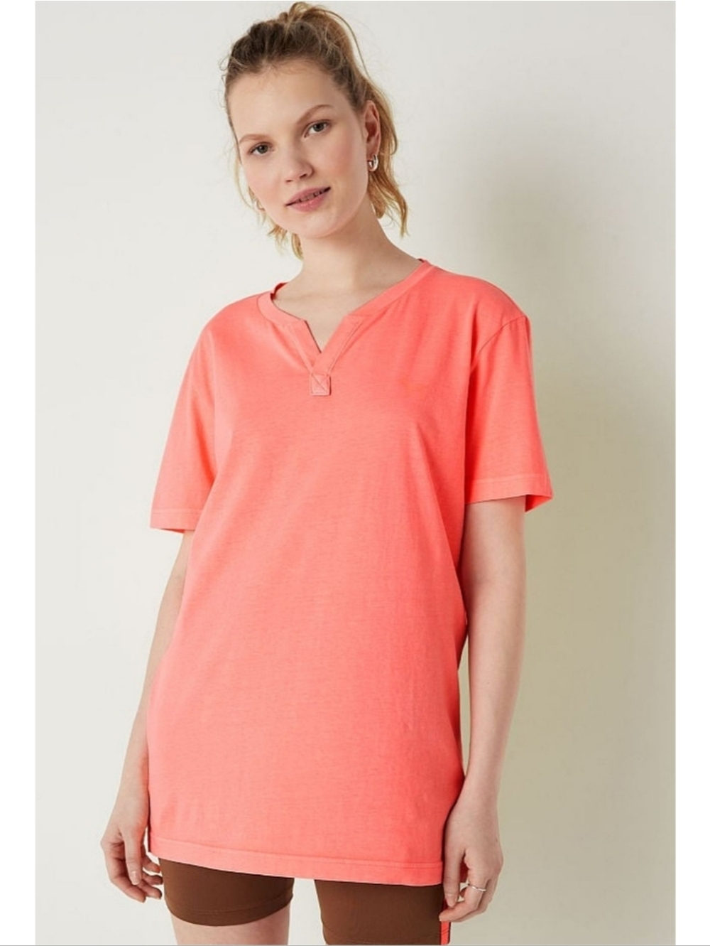 PINK Victoria's Secret | Coral Short Sleeve Henley